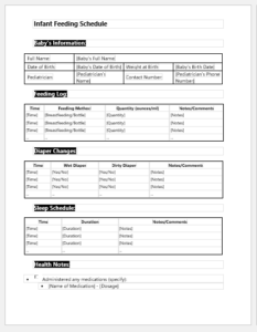 Infant Feeding Schedule