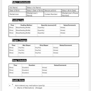 Infant Feeding Schedule