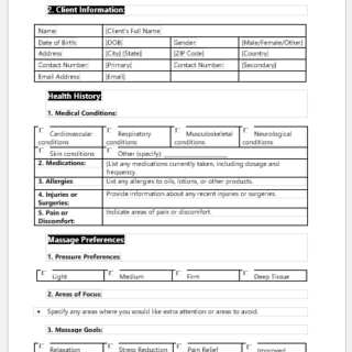 Massage Client Intake Form