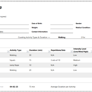 Motor Activity Log Template for Excel