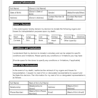 Organ Donation Form