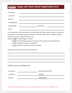 Organ Donation Form Template for MS Word | Download