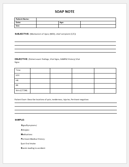 SOAP Note Template