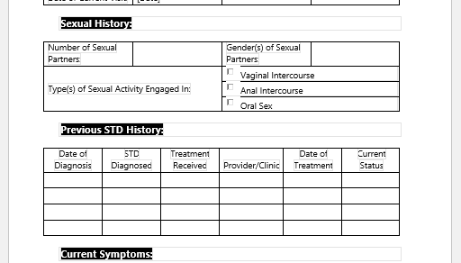 STD Report Form