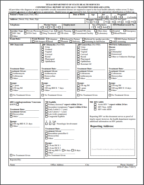 STD Report Form