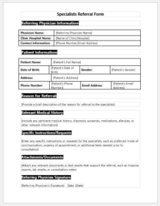 Specialists Referral Form