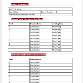 Tooth Eruption Chart