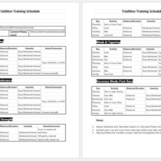 Triathlon Training Schedule