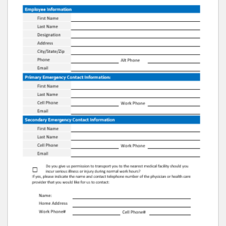 Employee emergency contact form