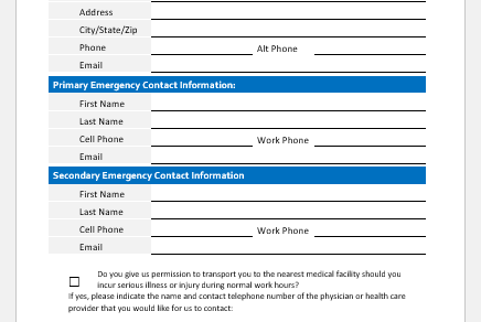 Employee emergency contact form