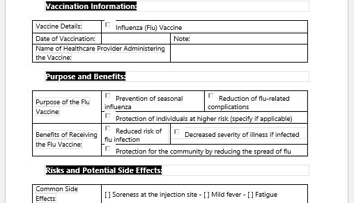 Flu Vaccine Consent Form