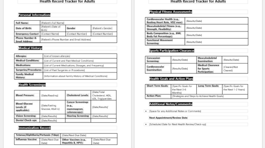 Health Record Tracker for Adults