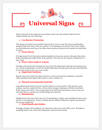 Universal Precautions Signs