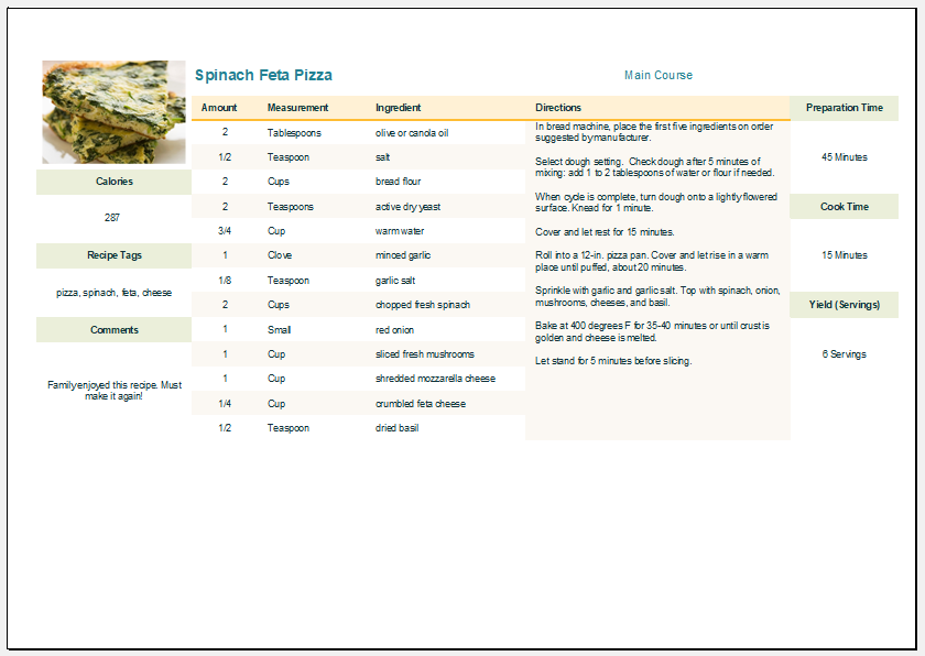 Weekly meal planner template