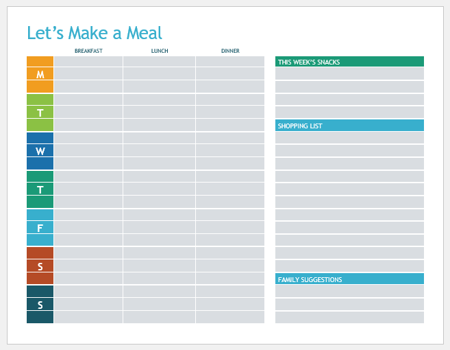 Meal Plan Template Word