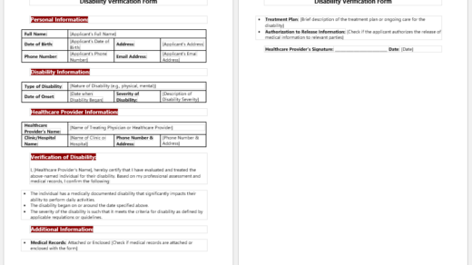 Disability Verification Form