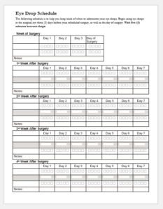 Eye Drop Schedule Sheet Template | Download Schedule Sheet