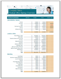 Medical Office Start-Up Expense Sheet for Excel | Download