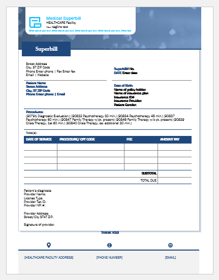 Medical superbill template