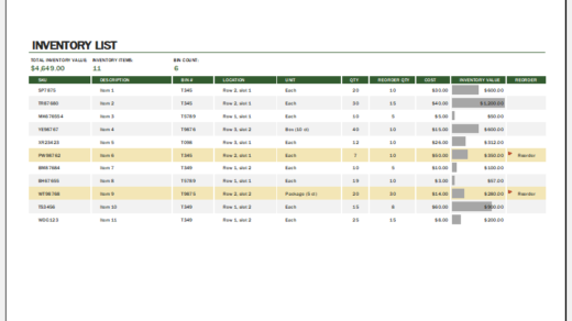 Hospital inventory template