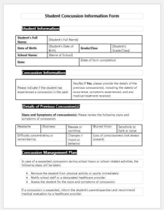 Student Physical Fitness Form Template for Word | Download