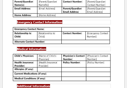 Child Intake Form