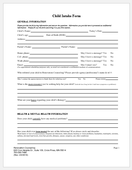 Intake Questionnaire Template from www.bestmedicalforms.com