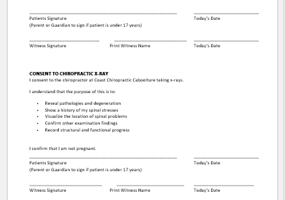 Chiropractic Intake Form Template