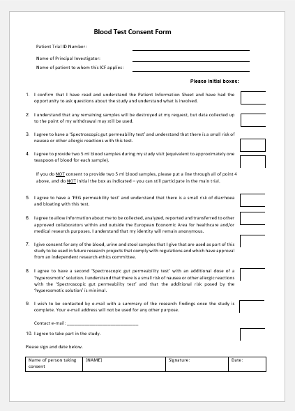 Blood Test Consent Form