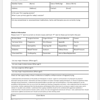 Cupping Intake Form Template