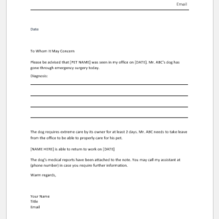 Vet Excuse Note Template