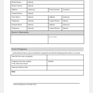 Pregnancy Verification Form