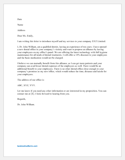 Business Letter Introducing Yourself from www.bestmedicalforms.com