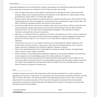 Sculptra Therapy Consent Form Template