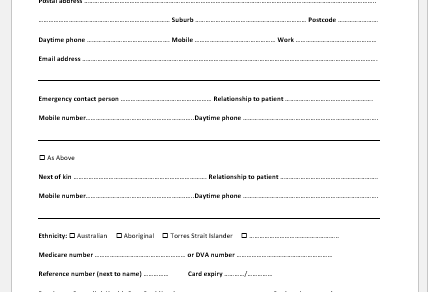 New Patient Intake Sheet Template for Word