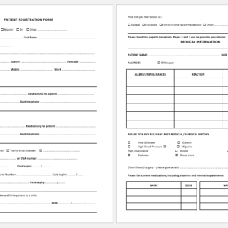 Patient Registration Form Template for Word