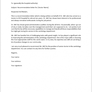 Recommendation Letter for Doctor