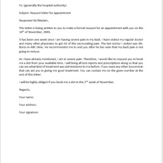 Request Letter to Doctor for Appointment