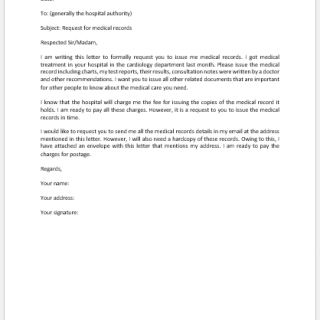 Request Letter to Doctor for Medical Records