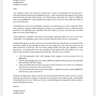 Minor surgery consent letter