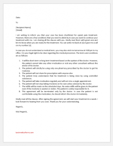 Pain Treatment Agreement Letter Samples | Download FREE