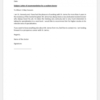 Recommendation Letter for Resident Doctors