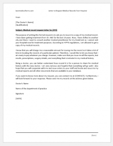 Letter to Request Medical Records from Hospital | Format