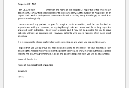 Request Letter for Urgent Surgery due to Complications