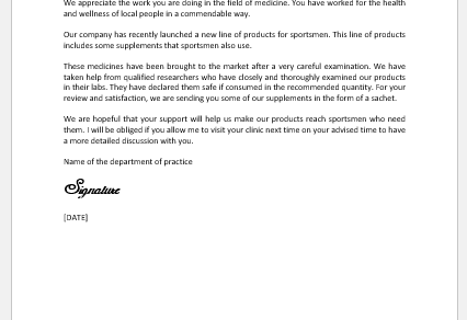 Marketing Letter to Physicians