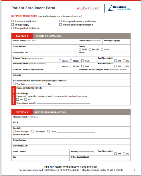 Patient enrollment form template