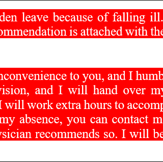 Absence excuse message for health issue