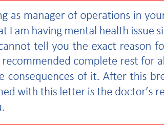 Mental health excuse letter