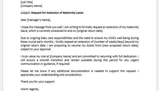 Maternity Leave Extension Letter for Baby Care