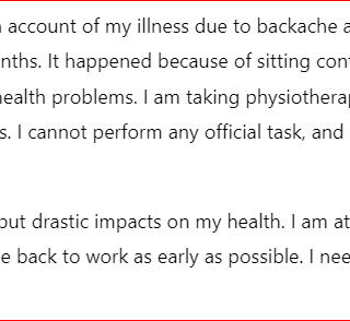 Absence excuse message for various medical reasons